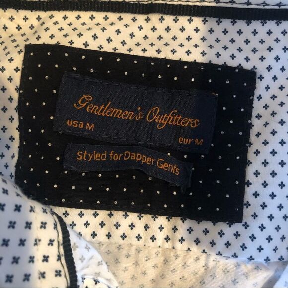 Gentlemen's Outfitters Mens Size M Button Down Shirt Black White Cotton - Picture 4 of 7